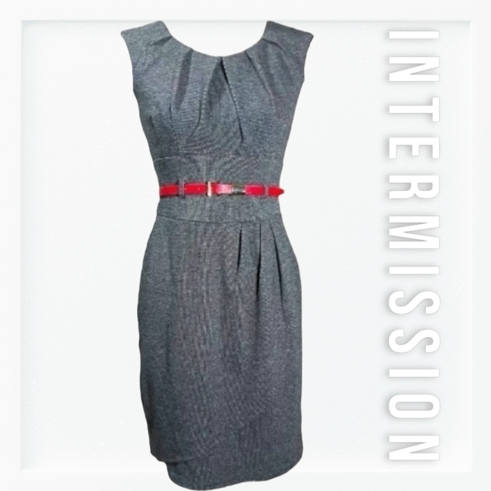 Intermissions Grey Sheath Dress with Bonus Belt sz 6